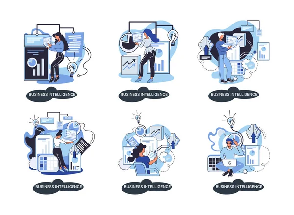 Inteligencia Empresarial Análisis Datos Obtención Información Analítica Para Toma Decisiones — Archivo Imágenes Vectoriales