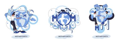 Uluslararası Toprak Ana Günü metaforu. Çevresel sorunlar ve ekolojik koruma. Aşkın evrensel sembolik tatili, ortak bakım evi. Gezegen, ekosistem ve insanlar arasındaki ilişki