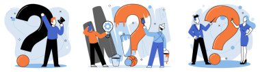 Soru işareti, ilgi çekici bilgiler elde etmek. Problem ve çözüm metaforu. SSS yardımı. Bilgi verme görevi kararı, sorular sorun ve cevapları alın, şüphe işaretini boyama kararı