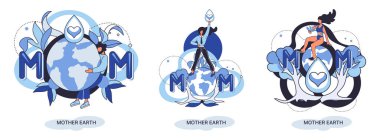 Uluslararası Toprak Ana Günü metaforu. Çevresel sorunlar ve ekolojik koruma. Aşkın evrensel sembolik tatili, ortak bakım evi. Gezegen, ekosistem ve insanlar arasındaki ilişki