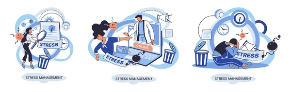 Stress Management Abstract Metaphor Pressure Control Depression Emotional Tension Mental — 스톡 벡터