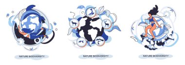 Doğadaki biyolojik çeşitlilik Dünya gezegenindeki yaşamın çevresel çeşitliliği olarak. Vahşi yaşam ekosistem metaforunu kurtarmak. Flora ve Fauna 'nın korunması ve bakımı, çevre dostu insan aktiviteleri, birçok biyolojik tür.