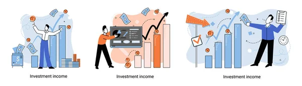 Investeringar Sparande Pengar Och Finansiering Tillväxt Affärsidé Metafor Analyserar Diagram — Stock vektor