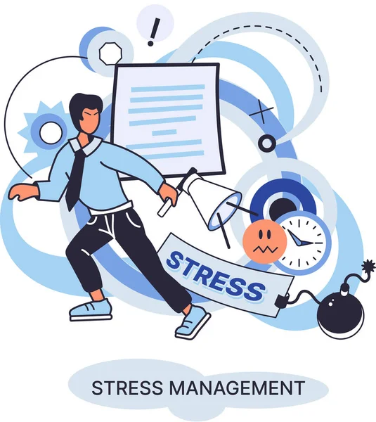 Stress Management Abstract Metaphor Pressure Control Depression Emotional Tension Mental — Archivo Imágenes Vectoriales