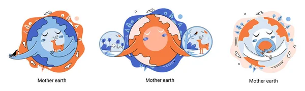 Metáfora Del Día Internacional Madre Tierra Problemas Ambientales Protección Ecológica — Archivo Imágenes Vectoriales