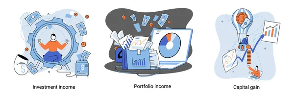 Capital Gain Portfolio Income Investment Income Investments Bonds Cash Flow — 스톡 벡터