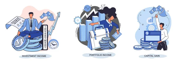 Capital Gain Portfolio Income Investment Income Investments Bonds Cash Flow — Stockvector