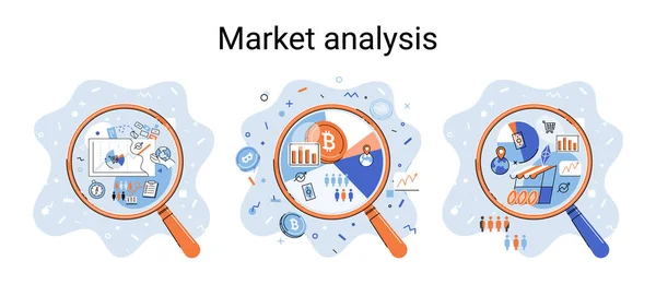 Market Statistics Data Analysis Metaphor Marketing Strategy Development Business Research — Image vectorielle