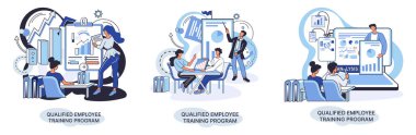 Nitelikli çalışan eğitim programı. Kurs metaforunu tazele. Profesyonel gelişim için yardım. Yazılım geliştirme ve büyümeyi öğrenmek. Çevik proje yönetim ekibi hayat kargaşası projesi toplantısı