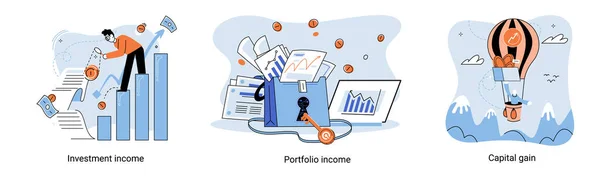 Capital Gain Portfolio Income Investment Income Investments Bonds Cash Flow —  Vetores de Stock