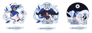 Zen and harmony metaphor, meditation practice. Balance, relaxation, mindfulness. Calm person relaxing. Yoga and spiritual practice, relax, recreation, healthy lifestyle. Japanese cult of mind and body