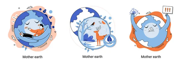 Metáfora Del Día Internacional Madre Tierra Problemas Ambientales Protección Ecológica — Archivo Imágenes Vectoriales