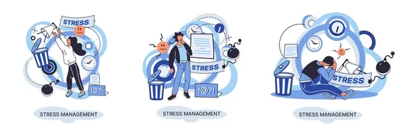 Stress Management Abstract Metaphor Pressure Control Depression Emotional Tension Mental — Image vectorielle