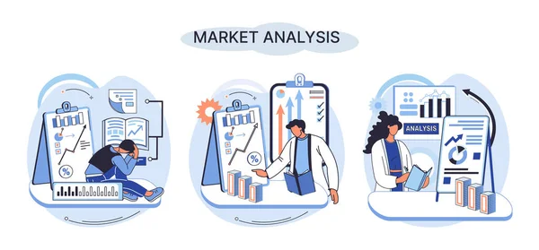 Market Analysis Metaphor Marketing Strategy Development Business Research Identify Business — Stock Vector