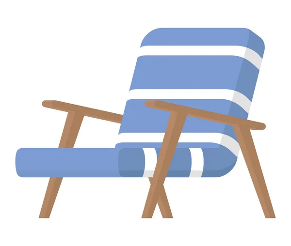 Beach Chair Illustration White Background Vector Flat Empty Deckchair Wooden — Stock Vector