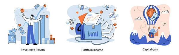 Capital Gain Portfolio Income Investment Income Investments Bonds Cash Flow — Vettoriale Stock
