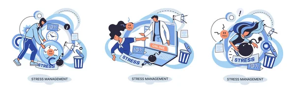 Stress Management Abstract Metaphor Pressure Control Depression Emotional Tension Mental — стоковый вектор