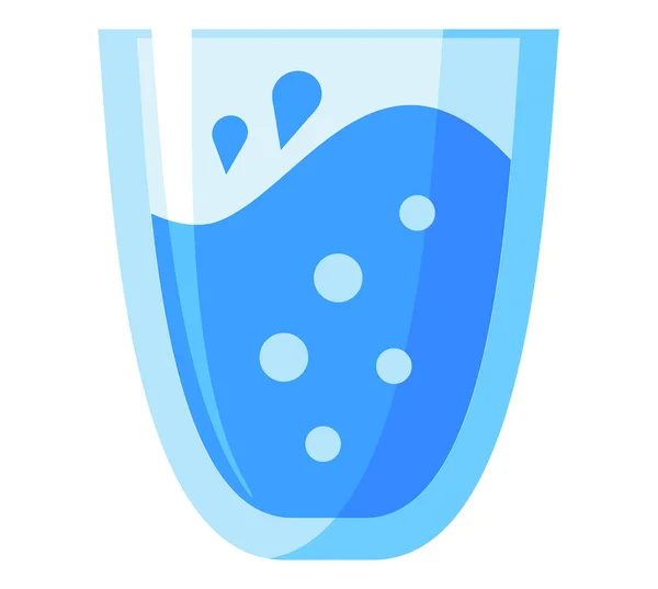 Blauw Transparant Glas Gevuld Met Heldere Vloeistof Aqua Gezuiverd Gefilterd — Stockvector