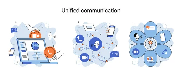 Egységes Kommunikációs Metafora Közösségi Média Kreatív Ötlet Online Közösségi Háló — Stock Vector