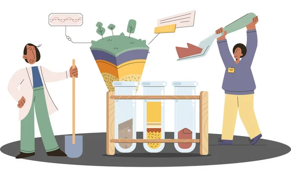 Soil Analysis Earth Pollution Metaphor Structure Control Nutrients Microorganism Composition — 스톡 벡터