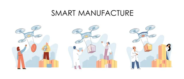 Een Metafoor Voor Slimme Logistieke Technologie Idee Van Modern Vervoer — Stockvector