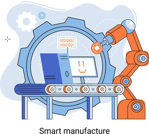 Smart Tillverkningsmetafor Med Automatiserad Produktionslinje Innovativ Modern Smart Industri Produktdesign — Stock vektor