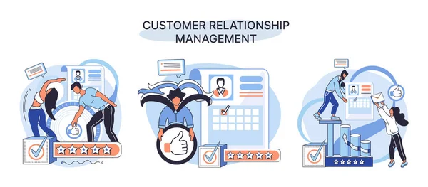 Crm Metaphor Customer Relationship Management Application Software Organizations Automatisation Customer — 图库矢量图片