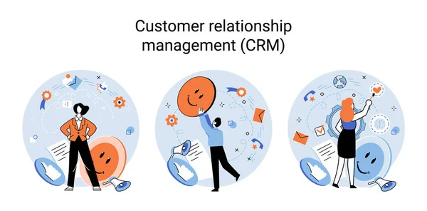 Market Statistics Analysis Financial Advisor Customer Relationship Management Business Themes — 图库矢量图片