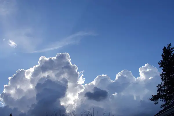 Blue Sky Fluffy Clouds Day Time — Stock Photo, Image