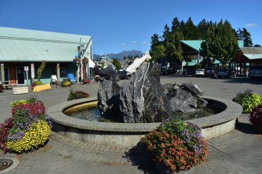 Campbell nehrinin tepesinde balık olan çeşme.