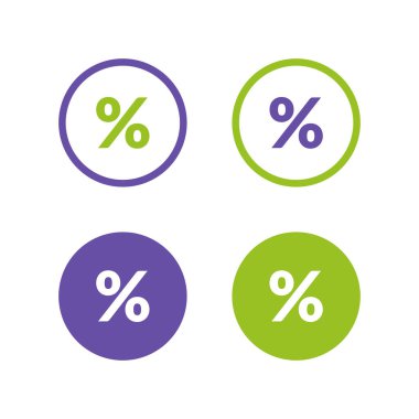 Yüzde simgesi ayarlandı. Vektör illüstrasyonu.