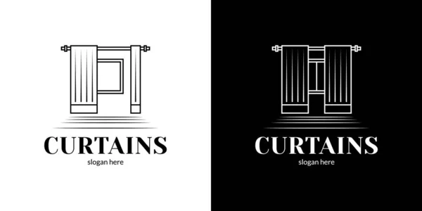 线条艺术窗帘标志 矢量说明 免版税图库矢量图片