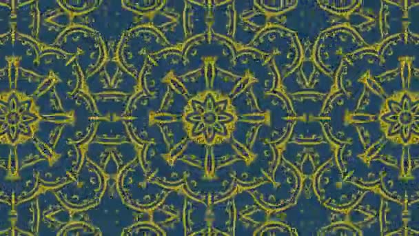 Luxus-Kaleidoskop Hintergrund dunkelblau und goldenen Farben. 4k-Auflösung.