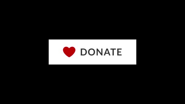 简单的捐赠按钮与心脏图标动画 4K分辨率 — 图库视频影像
