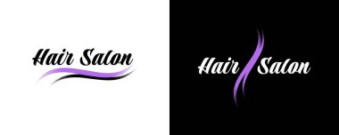 Güzel kuaför salonu logosu. Vektör illüstrasyonu.