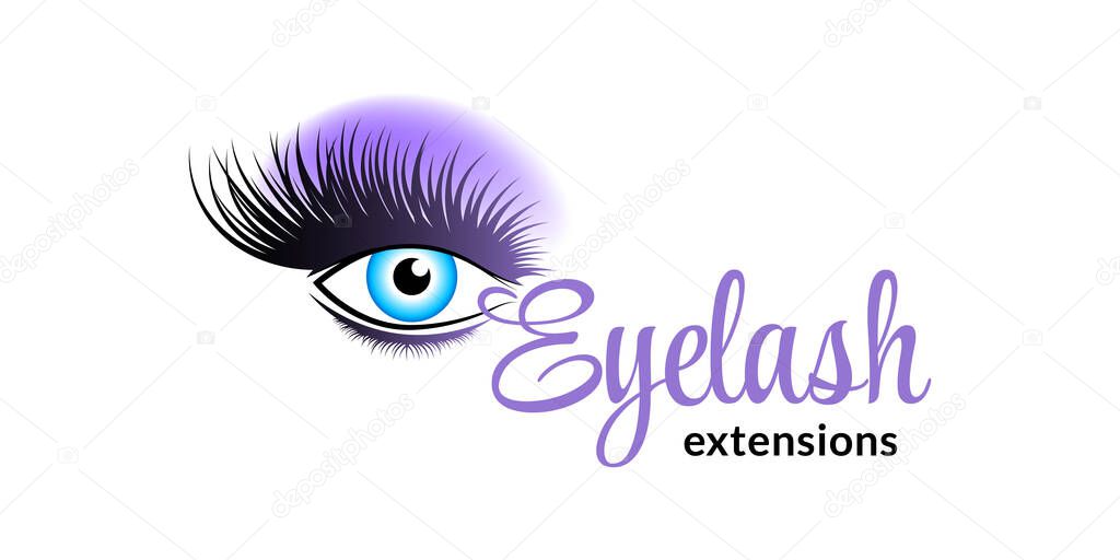 Modish eyelash extension logo. Vector illustration.