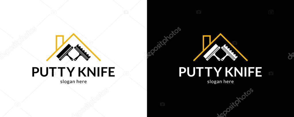 Beautiful putty knifes logo. Vector illustration.