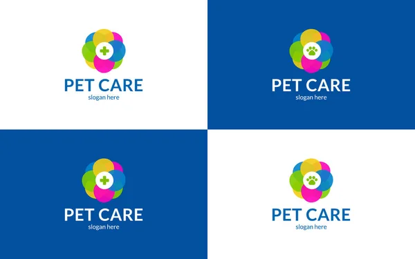 Colorful Pet Care Logo Vector Illustration — Vetor de Stock