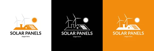 Original Solar Panels Installation Logo Vector Illustration — стоковый вектор