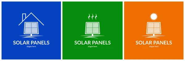 Creative Solar Panels Installation Logo Vector Illustration — стоковый вектор