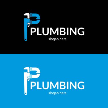 Güzel tesisat servisi logosu. Vektör illüstrasyonu.