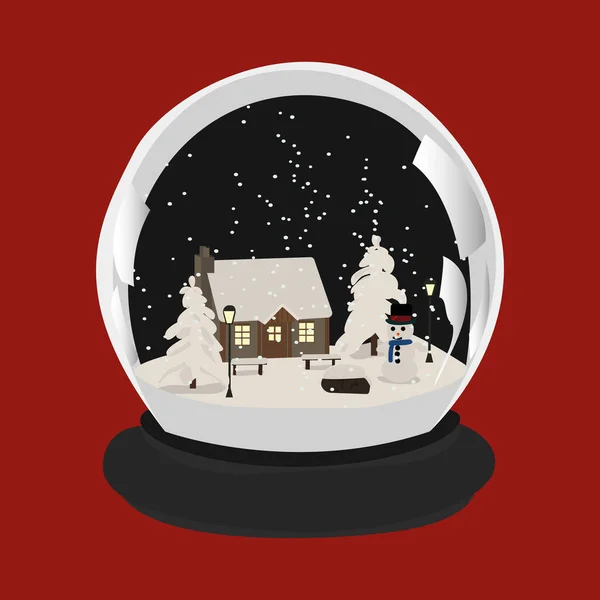 Weihnachtsschneeball Snow Globe Mit Einem Haus Inneren Frohes Neues Jahr — Stockvektor