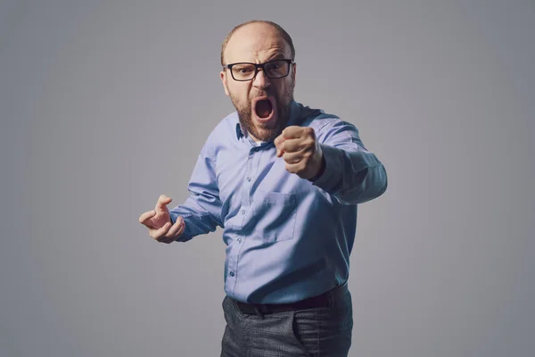 Angry Businessman Shouting Camera Stressed Disappointed — Foto Stock