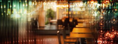 blur glowing lamp abstract light at party night in bar or pub banner background