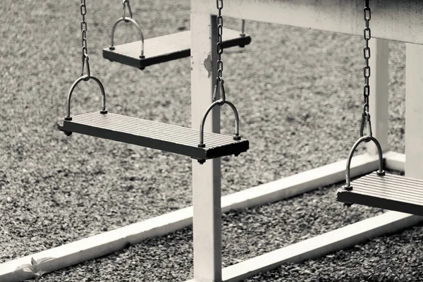 Old Time Grey Black White Swing Playground — Photo