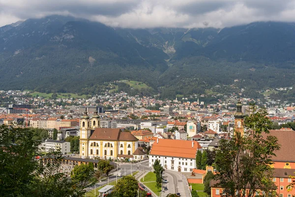 Innsbruck Austria Września 2021 Widok Lotu Ptaka Krajobraz Miasta Innsbruck — Zdjęcie stockowe