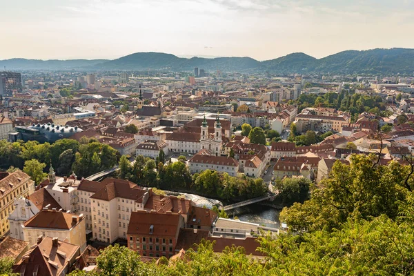 Graz Austria Września 2021 Widok Lotu Ptaka Krajobraz Miasta Graz — Zdjęcie stockowe