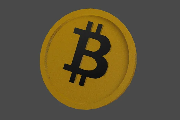 Bitcoin Golden Coin Icon Bitcoin Render Illustration Dark Background —  Fotos de Stock