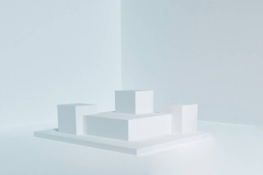 Mockup product display 3d rendering.Blank empty 3d podium cubes for product showroom