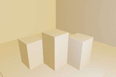 3D mockup product stand.Geometric cubes shapes for show products.3d illustration rendering.